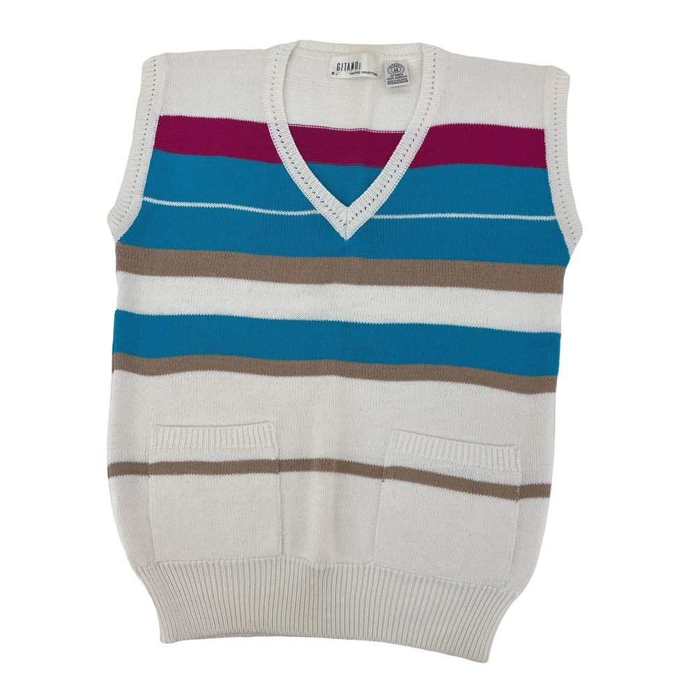 vintage sweater vest 80s 1980s‎ Gitano striped women's M